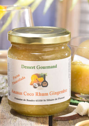 DESSERT "façon pinacolada" Ananas Coco Rhum Gingembre 220g