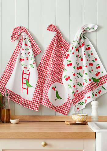 Torchons de cuisine "cerises" x3